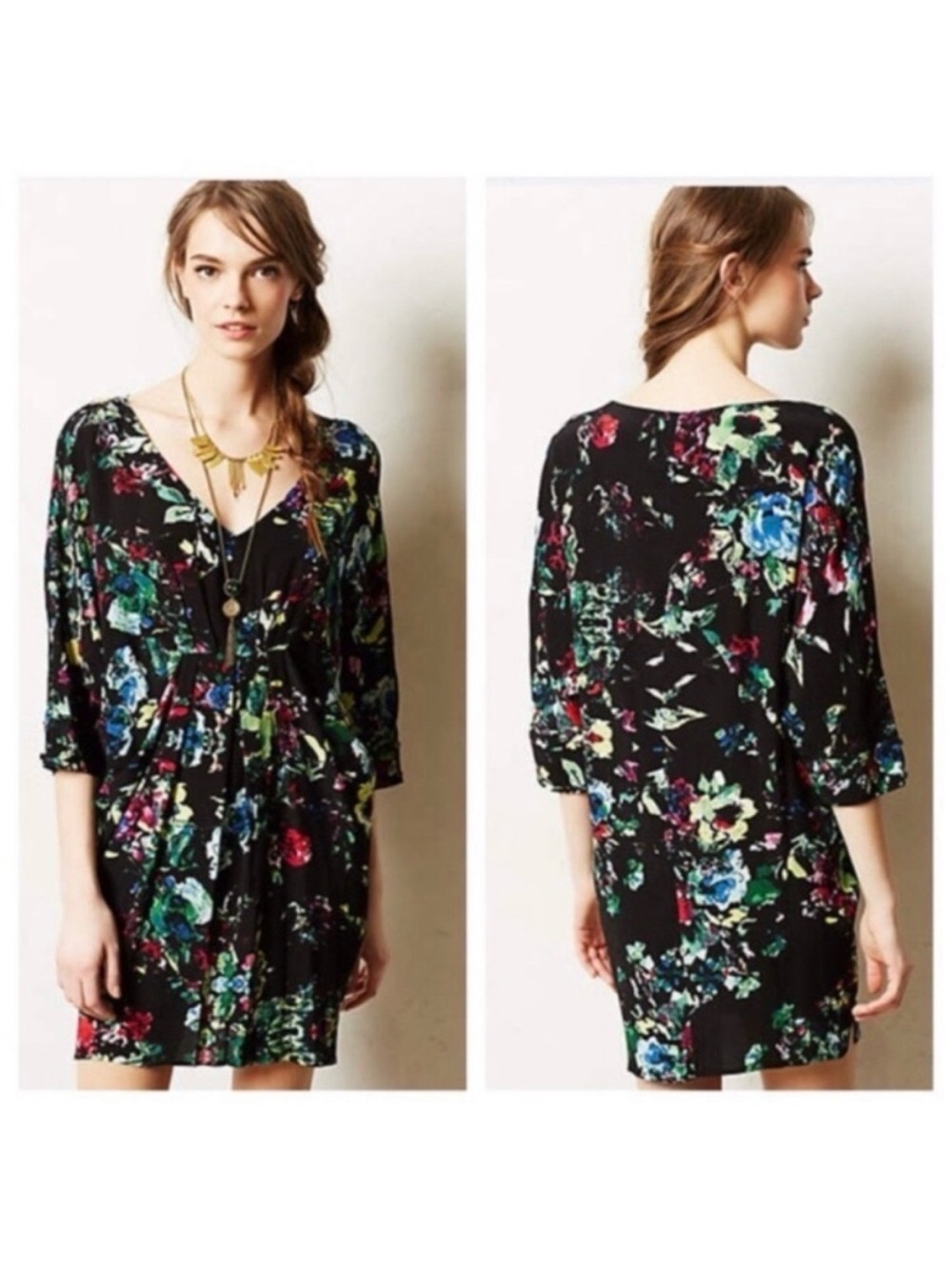 Anthropologie Maeve Petal Palette Floral Tunic Dress